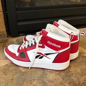 Reebok Men High-Top Sneakers in Red, White & Black